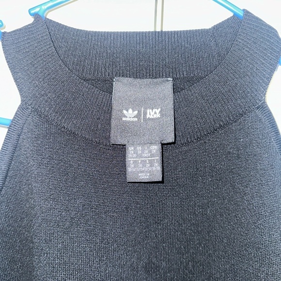 Adidas Ivy Park Plus Knit Sleeveless Fitted Dress Black w/ Lime Green Trim - Picture 3 of 4